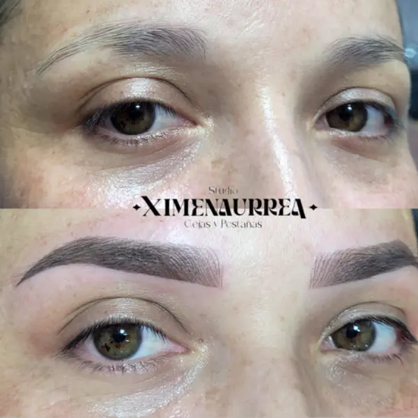 Cejas híbridas combinando pelo a pelo y efecto polvo