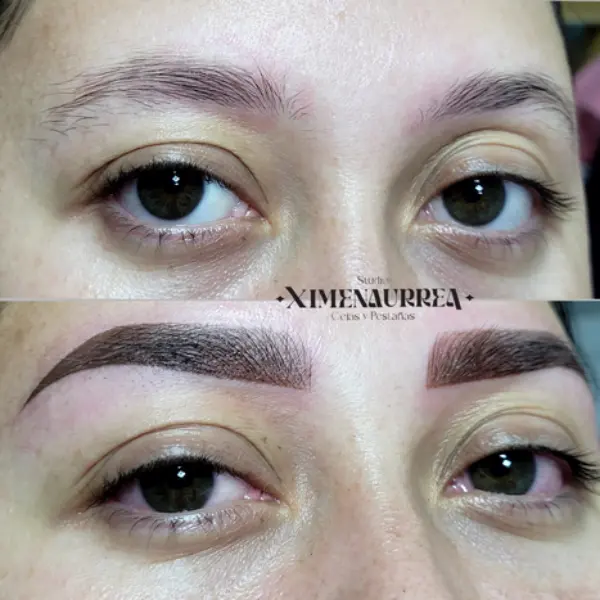 Micropigmentación de cejas híbridas con efecto natural en Studio Ximena Urrea
