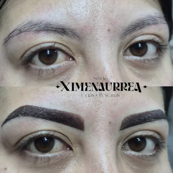 Aplicación profesional de cejas híbridas para un acabado elegante